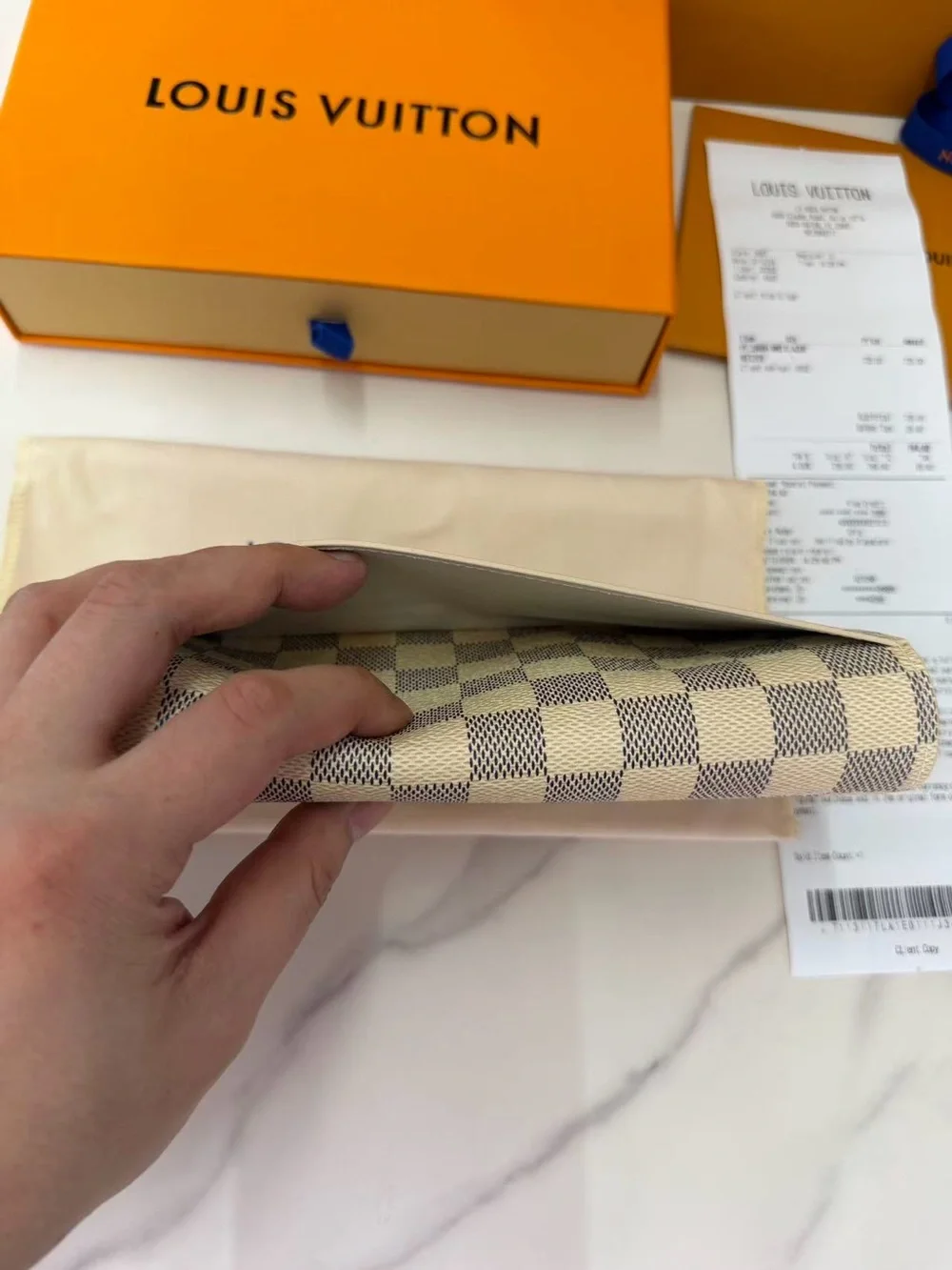 Louis Vuitton Damier Azur Check Wallet - Cream/Blue-Gray